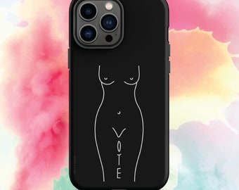 Las ganancias donadas a Planned Parenthood - VOTE Woman's Silhouette iPhone 11/12/13 Funda de teléfono resistente al impacto