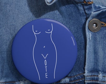 Las ganancias se donan a Planned Parenthood-VOTE Botón de pin pro-elección de silueta de mujer para los derechos de las mujeres/derechos al aborto