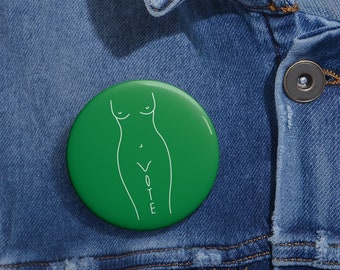 Las ganancias se donaron a Planned Parenthood-VOTE Green Woman's Silhouette Pro-Choice Pin Button para los derechos de la mujer/derechos al aborto