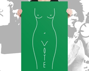 Las ganancias se donaron a Planned Parenthood-VOTE Pro-Choice Green Woman's Silhouette Poster/Rally Sign/Protest Sign for Abortion Rights