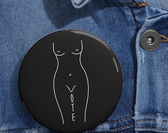 Las ganancias se donan a Planned Parenthood-VOTE Botón de pin pro-elección de silueta de mujer para los derechos de las mujeres/derechos al aborto