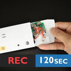 Caixa de som ativada por luz, caixa falante, módulo de som e luz para caixas exclusivas | Sensor de luz com etiqueta sonora | 120 segundos