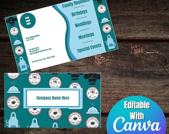 Editable Business Card, Editable Catering/Food Service Business Card, Business Card Template, Made in Canva, Printable Card