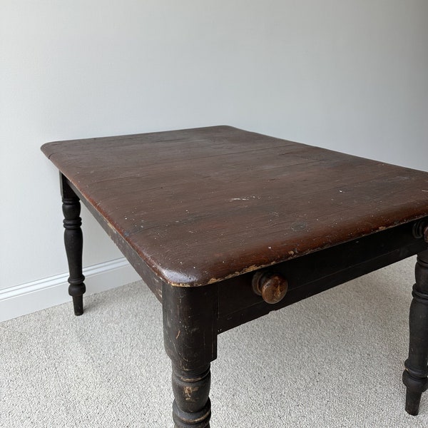 Antique pine kitchen table with drawer