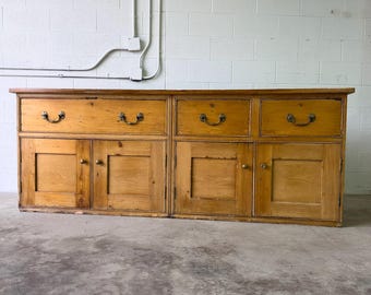 Large antique English pine sideboard