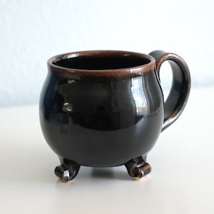 Witchy cauldron mug, handmade ceramic pottery, coffee cup