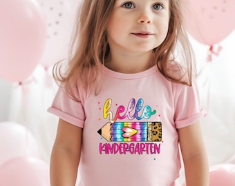 Hello Kindergarten Shirt, Back To School Shirt, Gift for Kids, Kindergarten Rainbow Shirt,Teacher Shirt, First Day of School Shirt,School