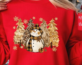 Christmas Sweatshirt, Snowman Christmas Sweater, Women's Holiday Sweatshirt, Buffalo Plaid Snowman, Christmas Gift