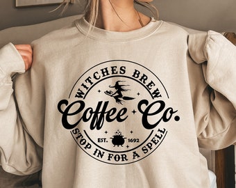 Witches Brew Sweatshirt,Halloween Sweatshirt,Funny Coffee Co Crewneck Sweatshirt,Funny Halloween Shirt,Halloween Coffee, Halloween Hoodies