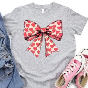 Valentines Day Heart Coquette Shirt, Valentines Day Bow Tshirt for Women, , Coquette Bow T Shirt, Bow Valentine Gifts