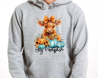Highland Cow Shirt, Hey Pumpkin Sweatshirt,Highland Halloween Cow Hoodies, Fall Sweatshirt, Thanksgiving Sweater, Halloween shirt, Cow Shirt