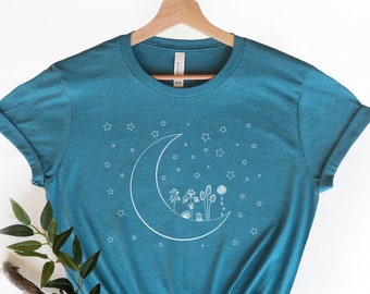 Floral Moon Shirt, Moon Shirt, Moon Bouquet Shirt, Moon Phases Shirt, Moon Boho Shirt, Astronomy T-Shirt, Celestial Shirt