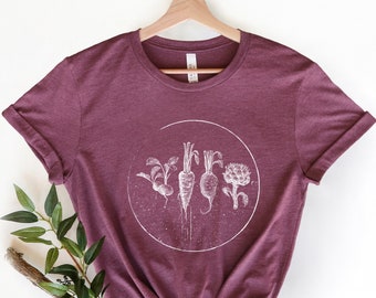 Garden T-Shirt, Vegetable Shirt, Screen Print Shirt, Soft Style Tee, Flower Shirt
