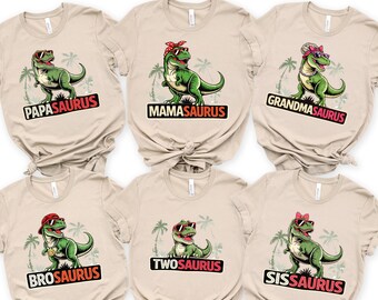 Custom Matching Family Dinosaur Birthday T-Shirts MamaSaurus/DadaSaurus Tees Dino Birthday Shirt Matching Dinosaur