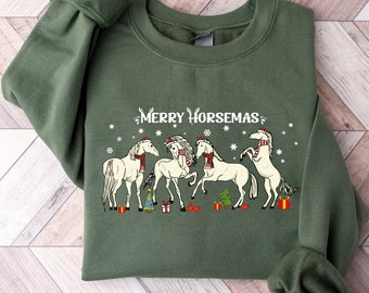 Christmas Horse Sweatshirt,Merry Horsemas Sweat,Funny Christmas Horse Sweatshirt,Christmas Crewneck,Western Christmas Sweater,Christmas Gift