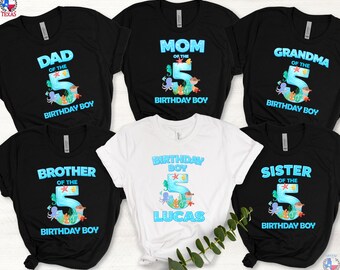 Custom Sea Aquarium Family Birthday Boy Shirts,Ocean Sea Birthday Shirt,Custom Matching Shirt, Kids Ocean Character Shirt