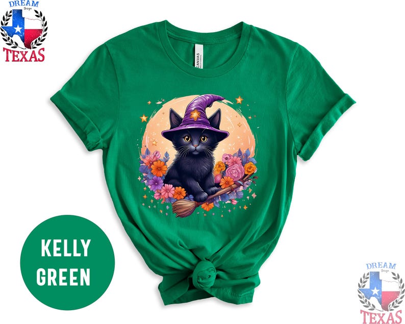 Cute Black Cat Summerween T-Shirt Funny Summer Halloween Shirt Wickwed Witch Broom Shirt Pumpkin Party Outfit Halloween Gift