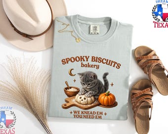 Comfort Colors Spooky Biscuits Bakery Cat Pumpkin T-Shirt, Halloween Shirt,spooky season shirt,pumpkin shirt