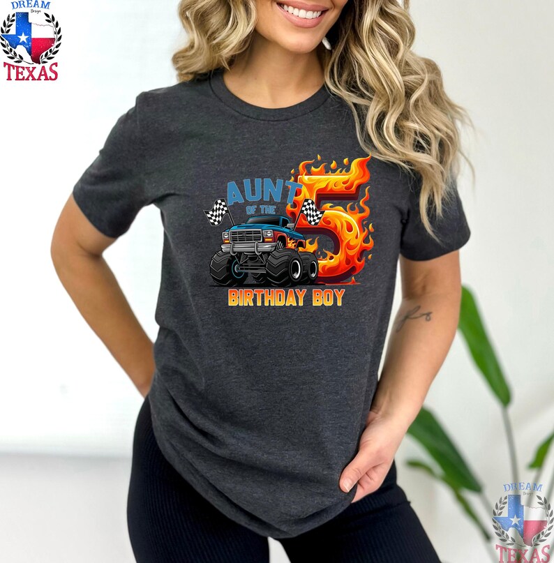 Custom Monster Truck Family Matching Birthday Party Shirt, Birthday Boy Monster Truck Shirt, Monster Truck Party Gift For Kids
