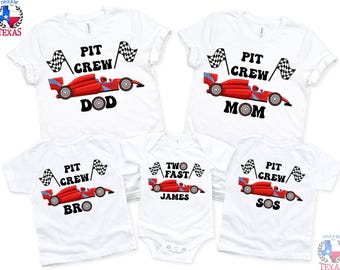 Personalized Fast One Matching Family Birthday Shirt  Racecar Family Birthday Shirts Mom and Dad Pit Crew Shirt Two Fast Birthday Shirt