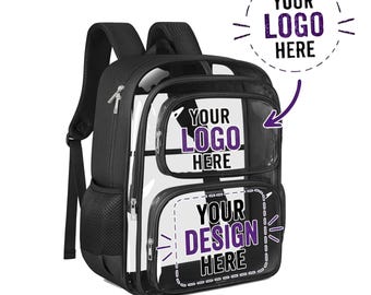 Personalized Clear School Backpack, custom clear backpack, clear backpack for school, Stadium Approved Transparent Bag