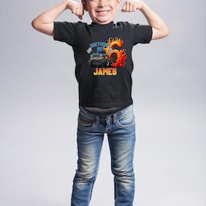 Custom Monster Truck Family Matching Birthday Party Shirt, Birthday Boy Monster Truck Shirt, Monster Truck Party Gift For Kids