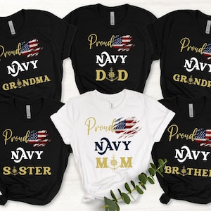 Proud U.S. Navy Family T-Shirts Personalized Military Marines Family Shirt Boot Camp Shirt Proud Navy Mom Graduation Shirt