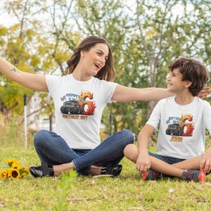 Custom Monster Truck Family Matching Birthday Party Shirt, Birthday Boy Monster Truck Shirt, Monster Truck Party Gift For Kids