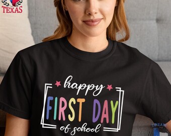 Happy First Day of School T-Shirt Back to School Shirt 1st Day of School Shirt Hello School Tee Gift  for Teacher