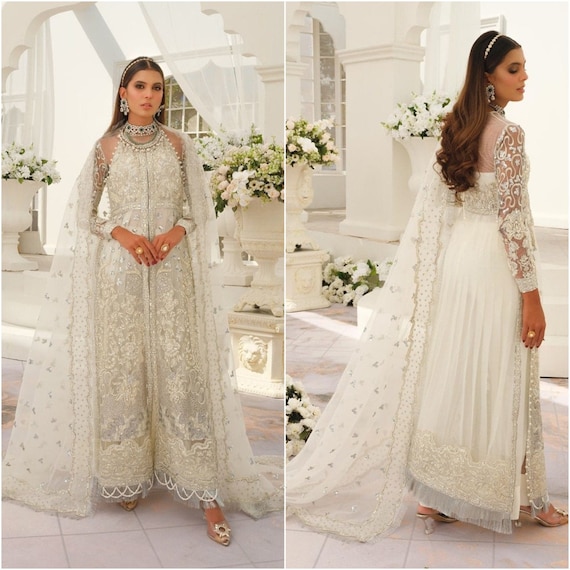 White Nikkah Pakistani Indian Wedding Dresses Latest Handmade Etsy UK