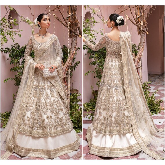 White And Gold Indian Wedding Dress