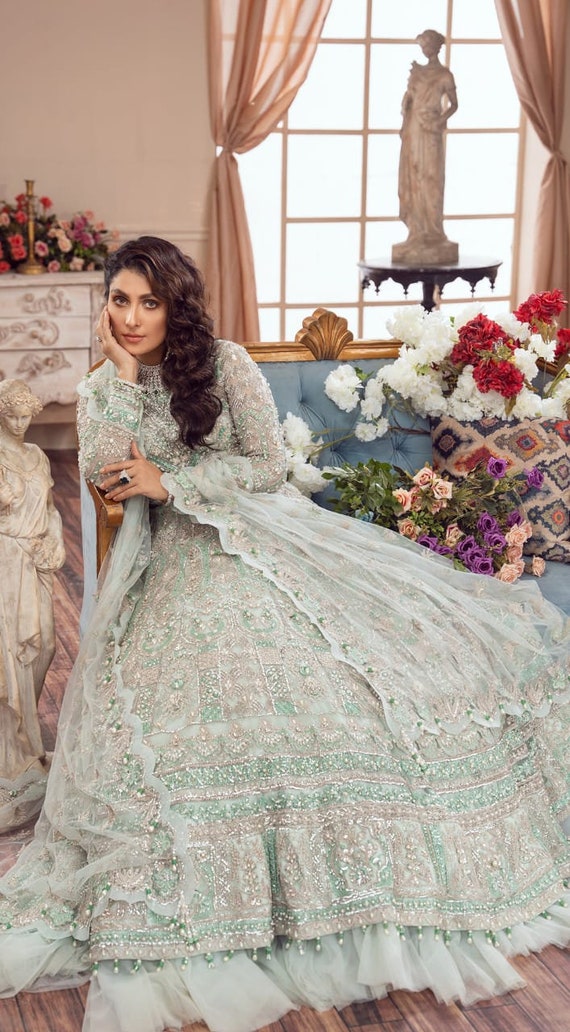 Turquoise Long Maxi Pakistani Indian Wedding Dresses - Etsy Denmark