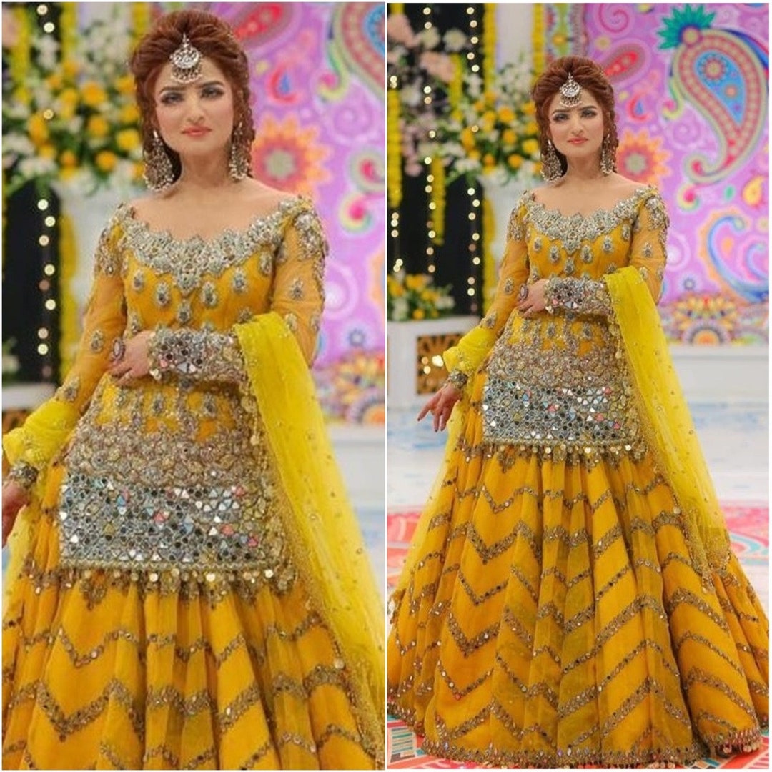 Designer Purple Lehenga Choli for Pakistani Mehndi Dress – Nameera by Farooq