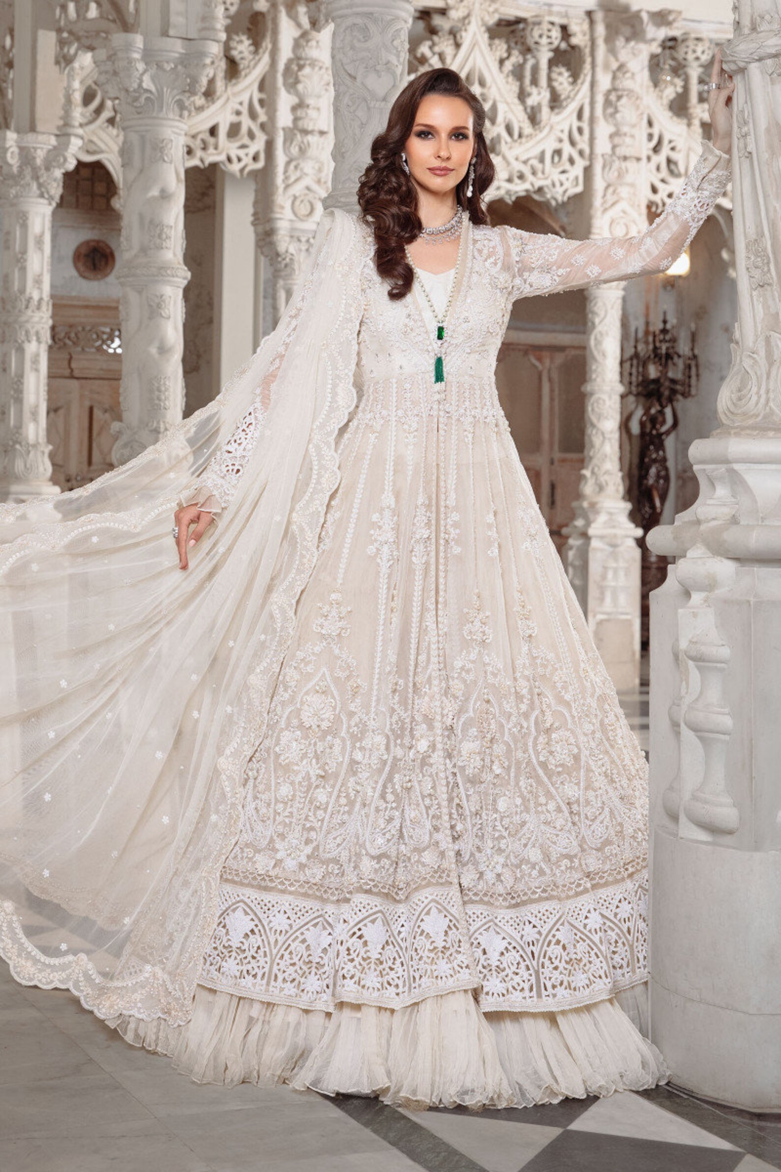 White Latest Pakistani Indian Wedding Dresses Embroidery Etsy