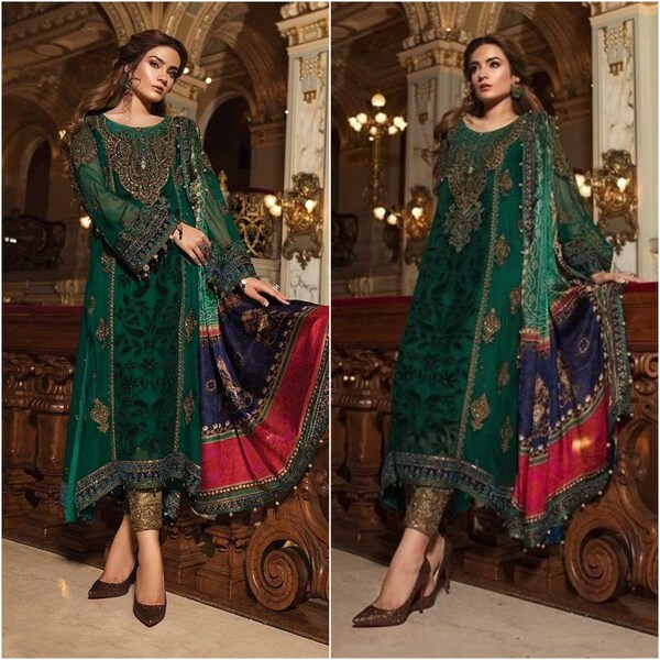 Green Indian Party Dress Etsy