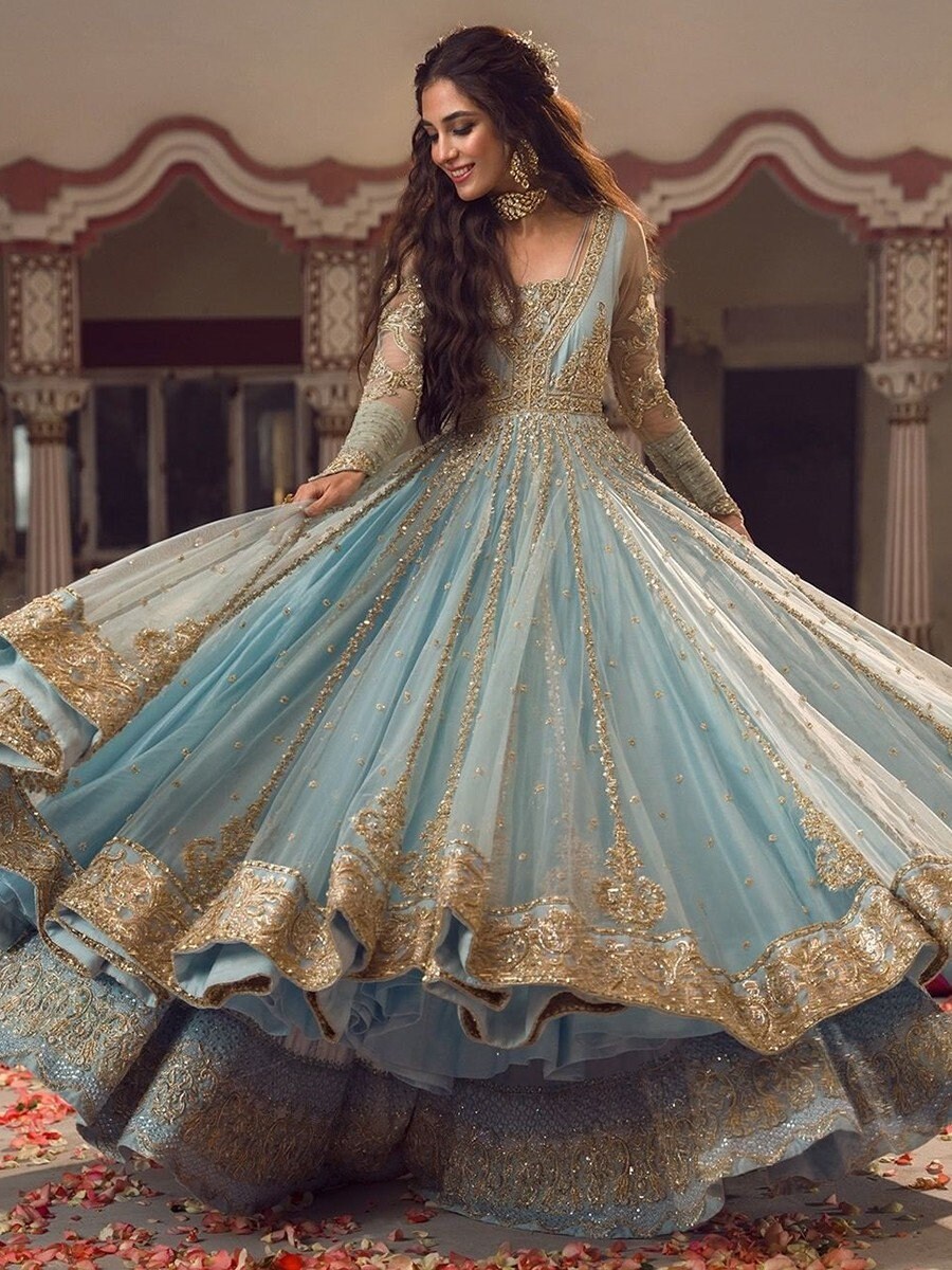 Pakistani Bridal Pishwas Wedding Dresses Embroidery Clothes - Etsy UK