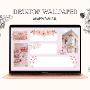 Aesthetic Desktop Wallpaper Pink Floral Chanel Macbook Laptop Wallpaper Computer Organizer Background Digital Download 2560x1600 pixels
