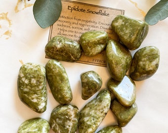 Epidote Snowflake Crystal Tumbled Stone - Protection From Negativity To Overcome Struggles