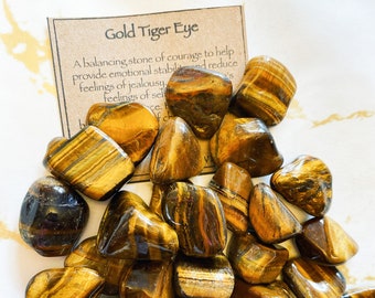 Gold Tiger Eye Crystal Tumbled Stone - Courage, Stability, Self-Worth