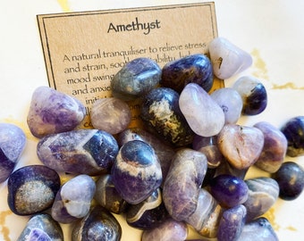 Amethyst Crystal Tumbled Stone - Stress Relief, Contentment & Wisdom