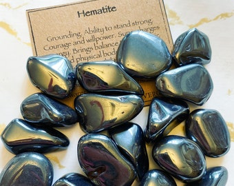 Hematite Crystal Tumbled Stone - Courage, Willpower, Balance