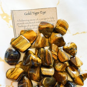 Gold Tiger Eye Crystal Tumbled Stone Courage, Stability, Self-Worth image 1