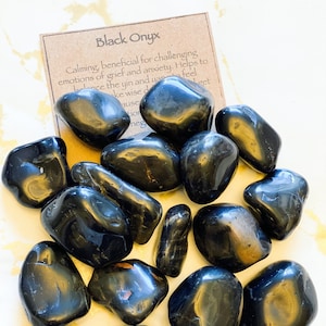 Black Onyx Crystal Tumbled Stone - Protection, Eases Anxiety & Grief