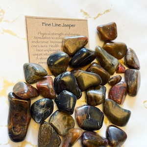 Fine Line Jasper Crystal Tumbled Stone - Strength, Energy, Grounding, Wisdom