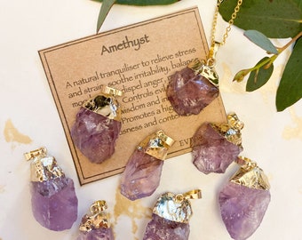 Amethyst Raw Crystal Pendant - Balance, Wisdom & Intelligence