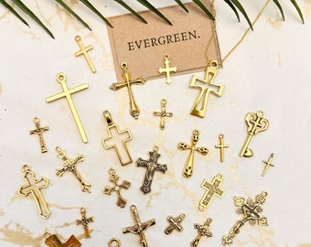 Gold Cross / Crucifix / Religion / Church Pendant / Charm - Variety Of Chains Available!