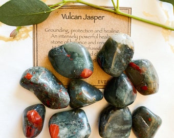 Vulcan Jasper Crystal Tumbled Stone - Grounding, Protection & Healing