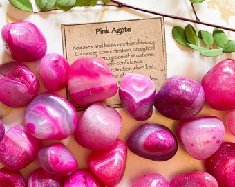 Pink Agate Crystal Tumbled Stone - Healing, Concentration & Self-Confidence