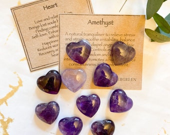 Amethyst Crystal Heart 15mm / 20mm - Balance, Wisdom & Contentment