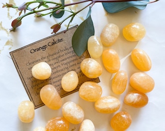 Orange Calcite Crystal Tumbled Stone - Happiness, Joy & Creativity